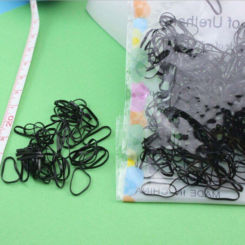 Portable 400-500 unids/bolsa de cinta para el pelo de goma soporte de cola de caballo cinta elástica lazos trenzas accesorios para el cabello para niños