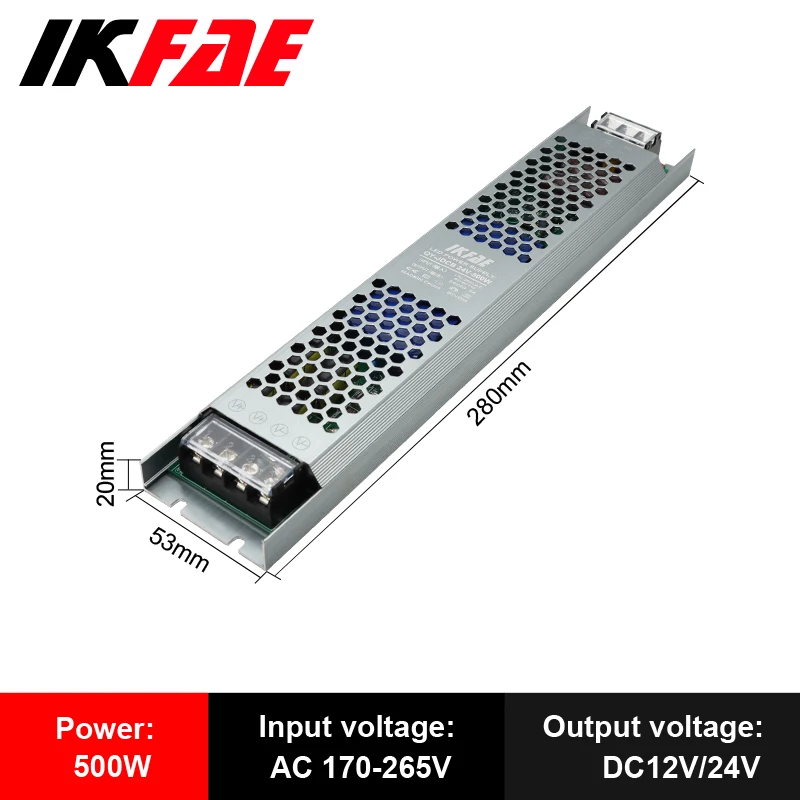Alimentation LED 12V 24V, 60W 100W 200W 300W 400W 500W, transformateur AC/DC Ultra fin, convertisseur de pilote LED pour éclairage de bande LED: Ivoire / 12v