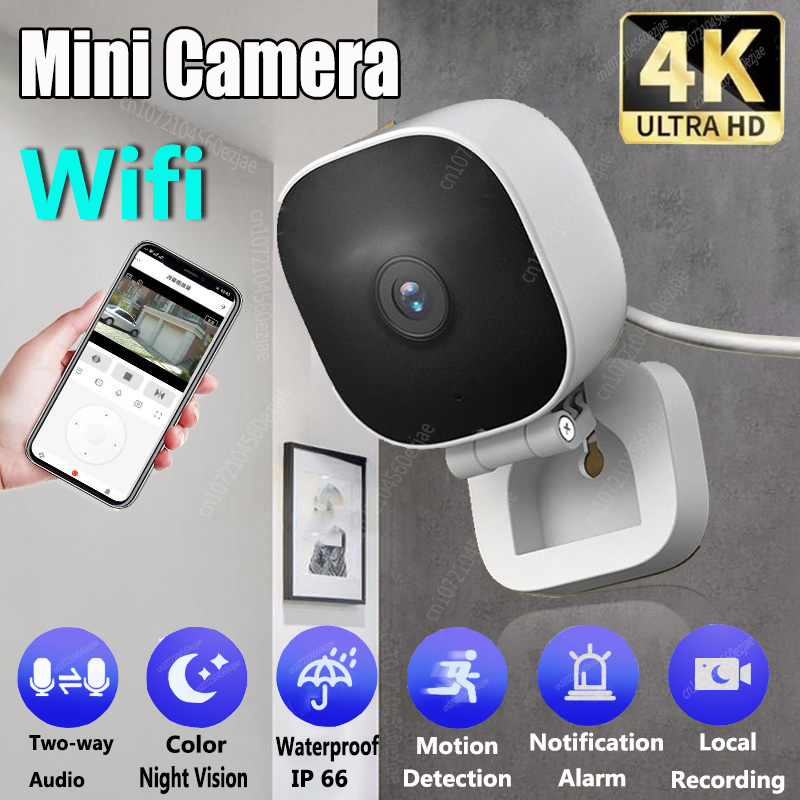 2025 4K Mini Beveiligingscamera Full Color Nachtzicht WiFi Monitor IP65 Waterdichte Bewegingsdetectie Surveillance Met 2-weg Audio