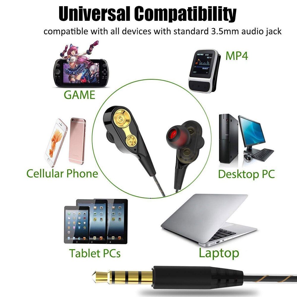 Ptm P22 Dubbele Unit Drive Oortelefoon Hoofdtelefoon Super Bass Subwoofer Sport Headset Voor Telefoon Samsung Iphone Xiaomi Auriculares MP3