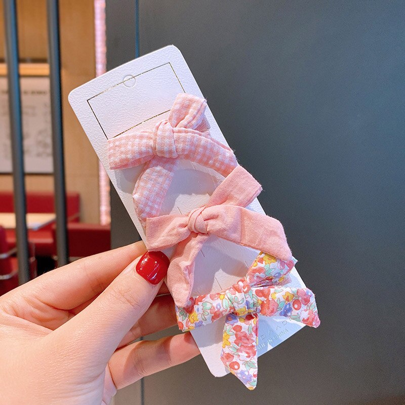 3 Stks/set Leuke Bows Haarspelden Voor Meisjes Bloem Print Haar Bogen Boutique Haar Clip Voor Kinderen Meisjes Haarspeldjes Haaraccessoires: pink
