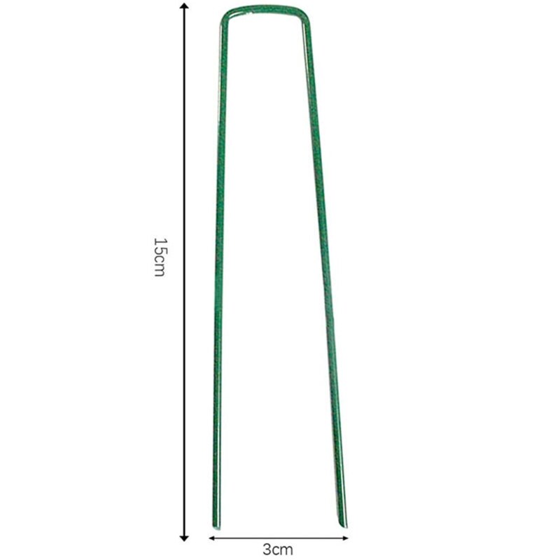 H55A 10 Pcs U-Vorm Tuin Nietjes Grond Stakes Pinnen Tuin Pins Spikes Voor Beveiligen Gazon Boerderij Sod Barrière landschap Gras