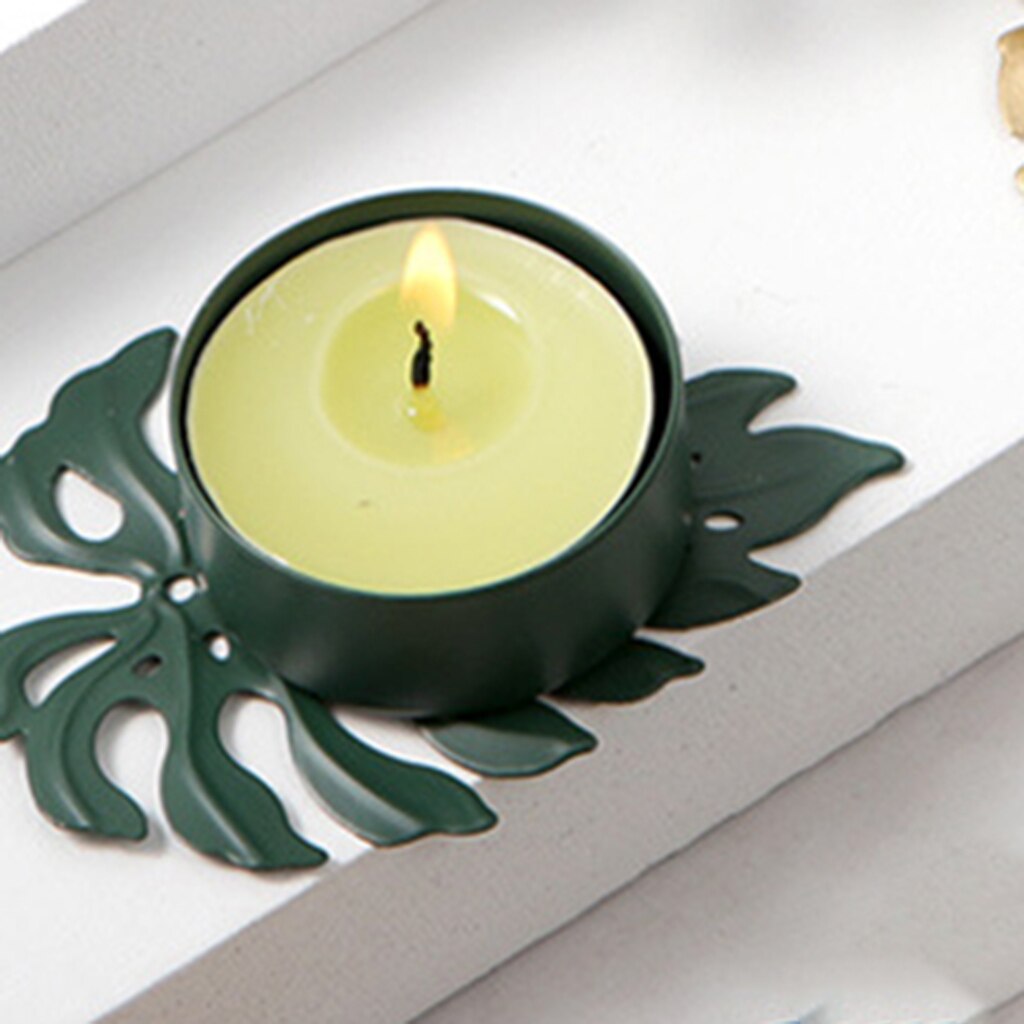 Porte-bougie en fer, artisanat, support de bougies de bureau plaqué or pour mariage: Green C