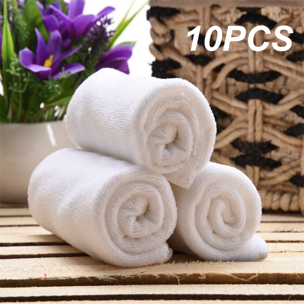 25 #10 Stuks Multifunctionele Microfiber Handdoek 10 Pc Wit Thuis Car Cleaning Handdoek Thuis Keuken Badkamer Cleaning Tools Home textiel