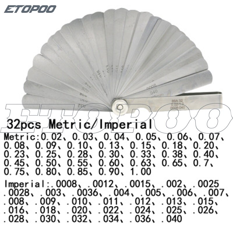 High precision feeler 0.02-1.0mm feeler gauge piece gap gauge thickness gauge feeler piece 32pcs/ set