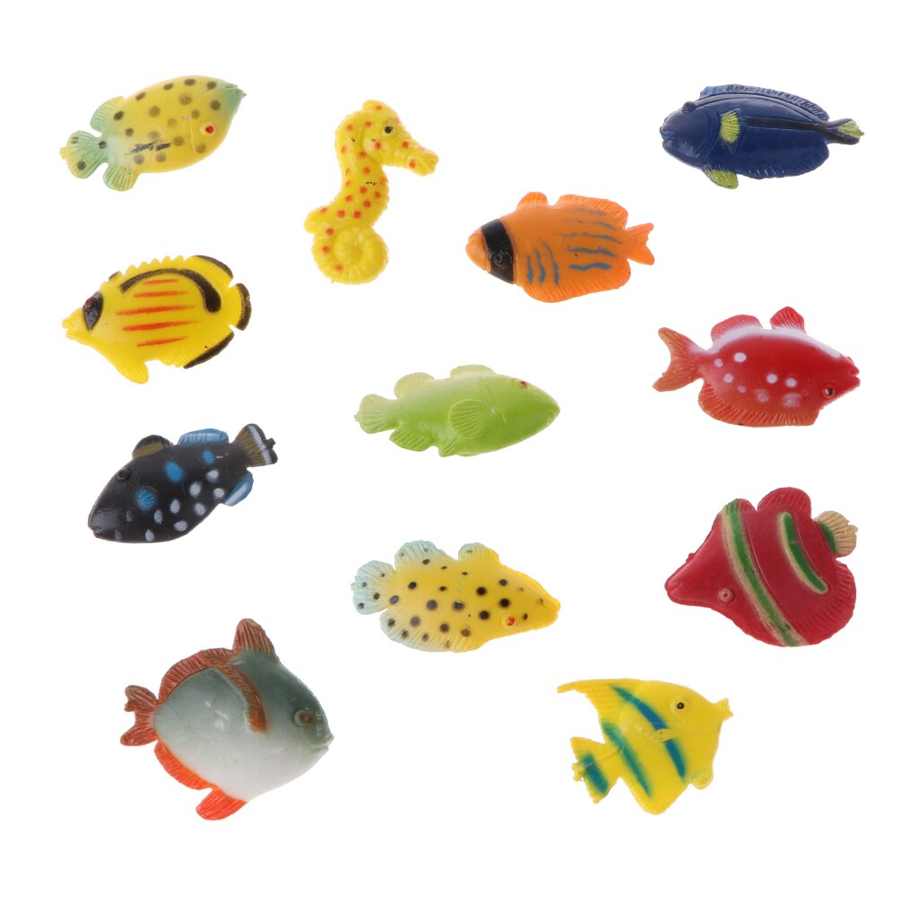 12-piece Plastic Marine Animal Fish Model Educational Toy Party Bag Fillers