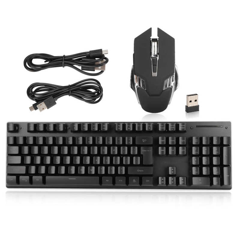 RGB Keyboard Mouse Combo LED Backlit Rechargeable 2000mAh Battery 7D 3200DPI Mice Wireless Keyboard Mouse Set for PC Gamer