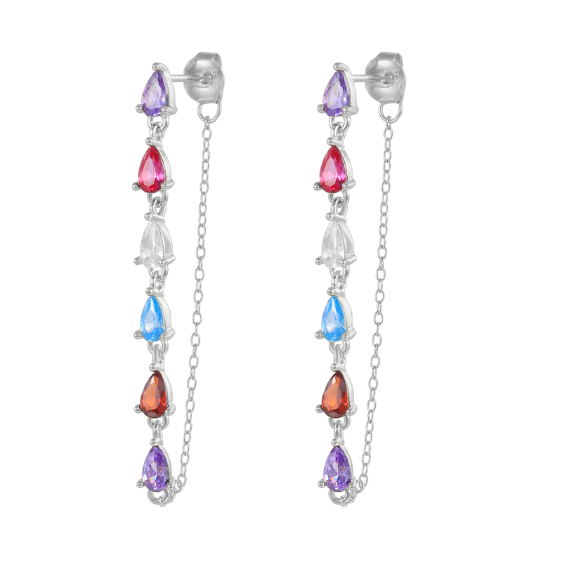 Roxi 925 Sterling Zilver Dames Oorbellen Kleurrijke Zirkoon Huggie Ear Piercing Hanger Hoop Oorbellen Sieraden Pendientes Plata 925