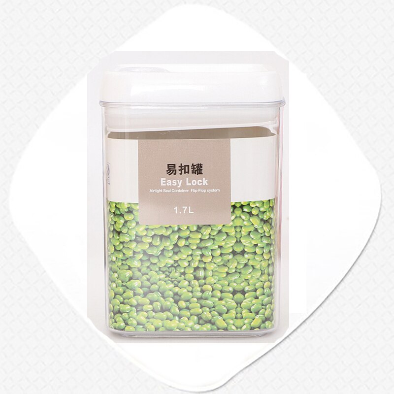 Multi-capacity Plastic Food Storage Box Snacks Dried Fruits Multigrain Storage Tanks Kitchen Containers Transparent Sealed Cans: 1.7LSquare