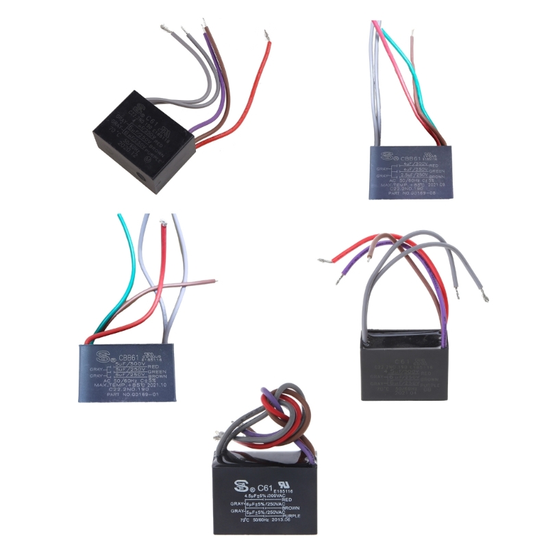 Ceiling Fan Capacitor CBB61 4.5+6+5UF 4.5+6+6UF 5+5+5UF 4+4+2.5UF 4+5+6UF 5 Wire 250V 50/60Hz Motor Running Capacitor