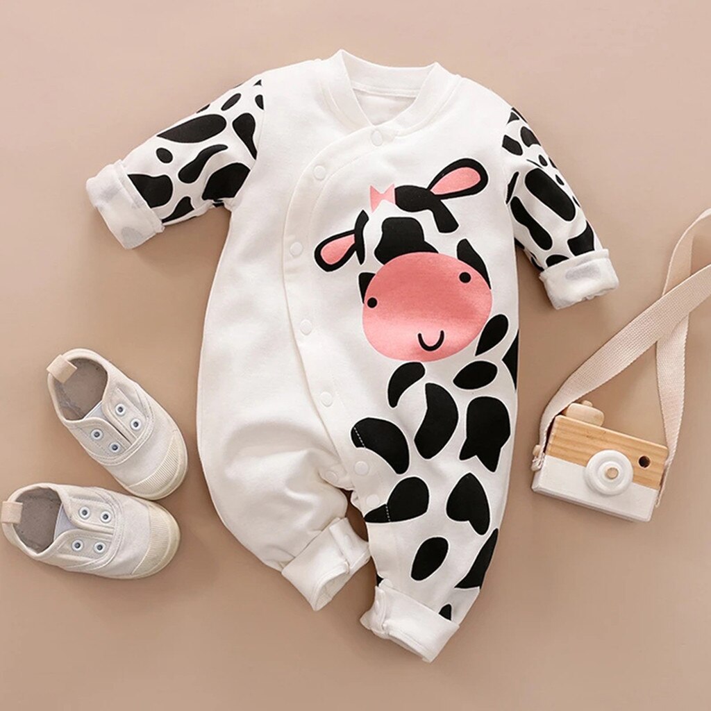 Neue Geboren Baby Kleidung Cartoon Druck Langen Ärmeln Romper Overall Kleidung Baby Mädchen Strampler Infantil Kleidung Kostüm Kinder Anzug