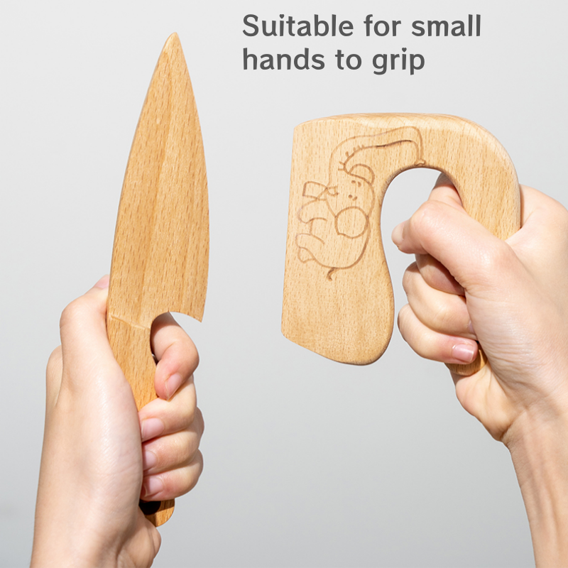 Cuchillo seguro de madera para niños y juego para hornear para cocinar Real, juguete de cocina para niños, herramientas educativas Montessori, para niños y niñas