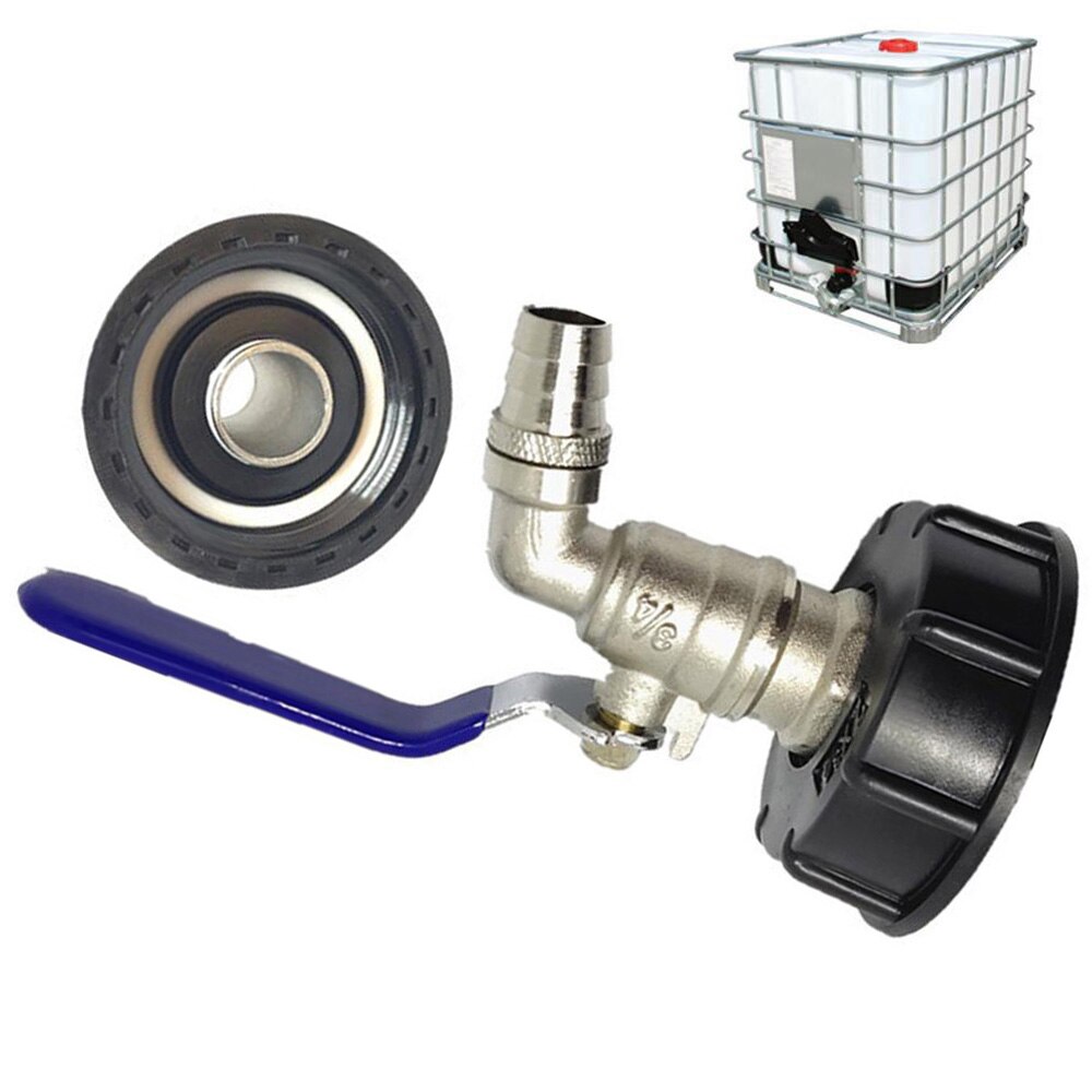 Valvola Scarico IBC Valvola Irrigazione Adattatore IBC Con Valvola A Sfera 3/4 - Filettatura S60x6 Per Serbatoi Acqua Piovana, Kit Scarico Adattatore Per Acqua Piovana Chiave Per Cisterna Ibc