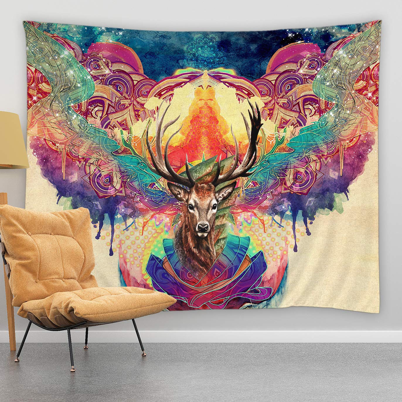 Bohemian Dier Tapestry Mandala Elanden Aquarel Abstract Etnische Stam Hippie Art Lotus Zen Wall Opknoping