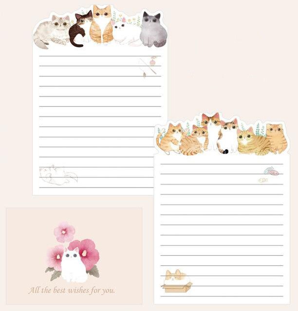 Enveloppes en papier 9 ou 3 + 6 lettres, chat, planète, fleurs, papeterie