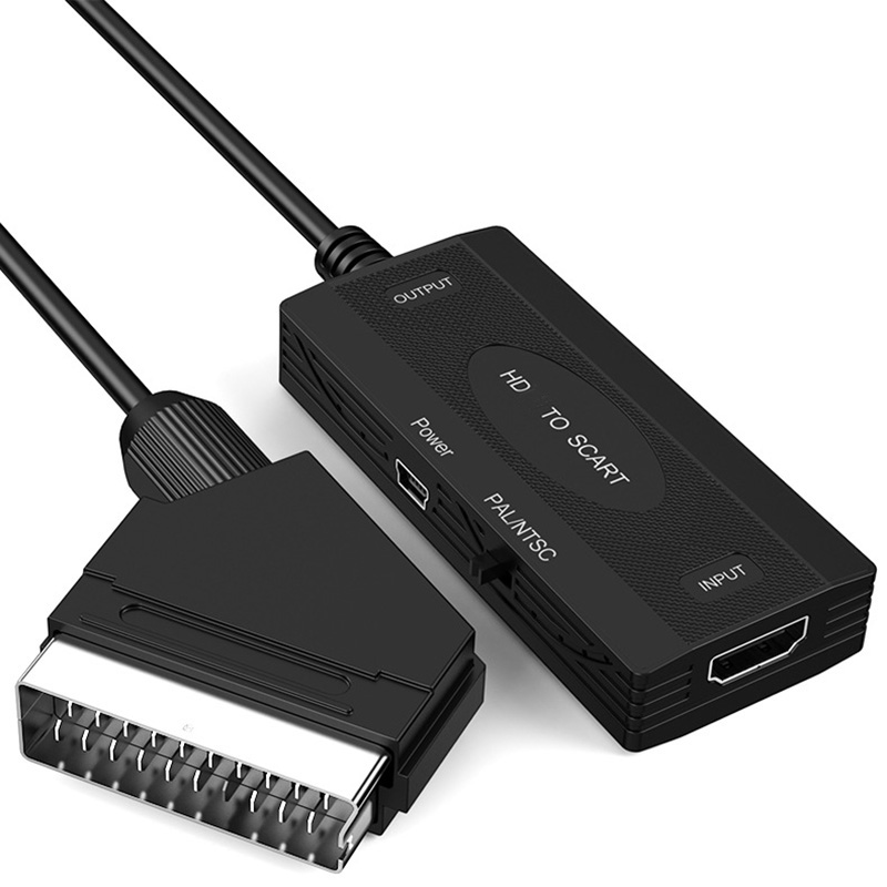 With HDMI to Scart HD Video Converter Cable HDMI-Compatible Input Scart Output 1080P Display Extend Adapter with PAL NTSC Switch