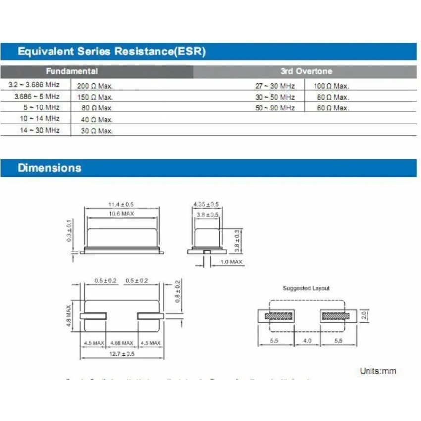 Oscillatore passivo a cristallo di quarzo con patata fritta HC-49S/SMD 8.192 10 11.0592 14.31818 12 16 16.9344 18.432 19.6608 20 22.1184 24 MHz