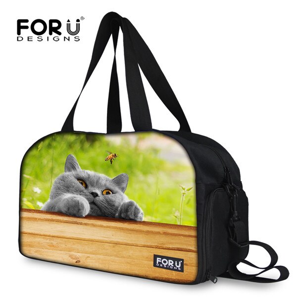 Carino Donne Della Borsa Dei Bagagli di Animale Domestico del Cane Del Gatto di Stampa Delle Donne Carry Sulla Borsa Da Viaggio Portatile di Grande Capacità Borsone Tote Weekend Durante La Notte borsa: CA4984T