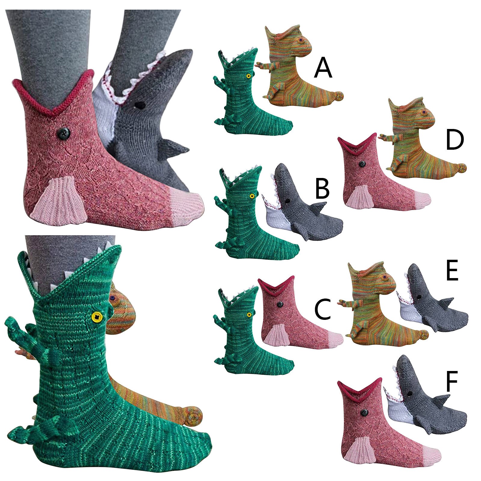 Christmas Knit Socks Keep Warm Winter Funky Animal Pattern Double Knitting Cuff Down Untraditional For Woman Man Socks