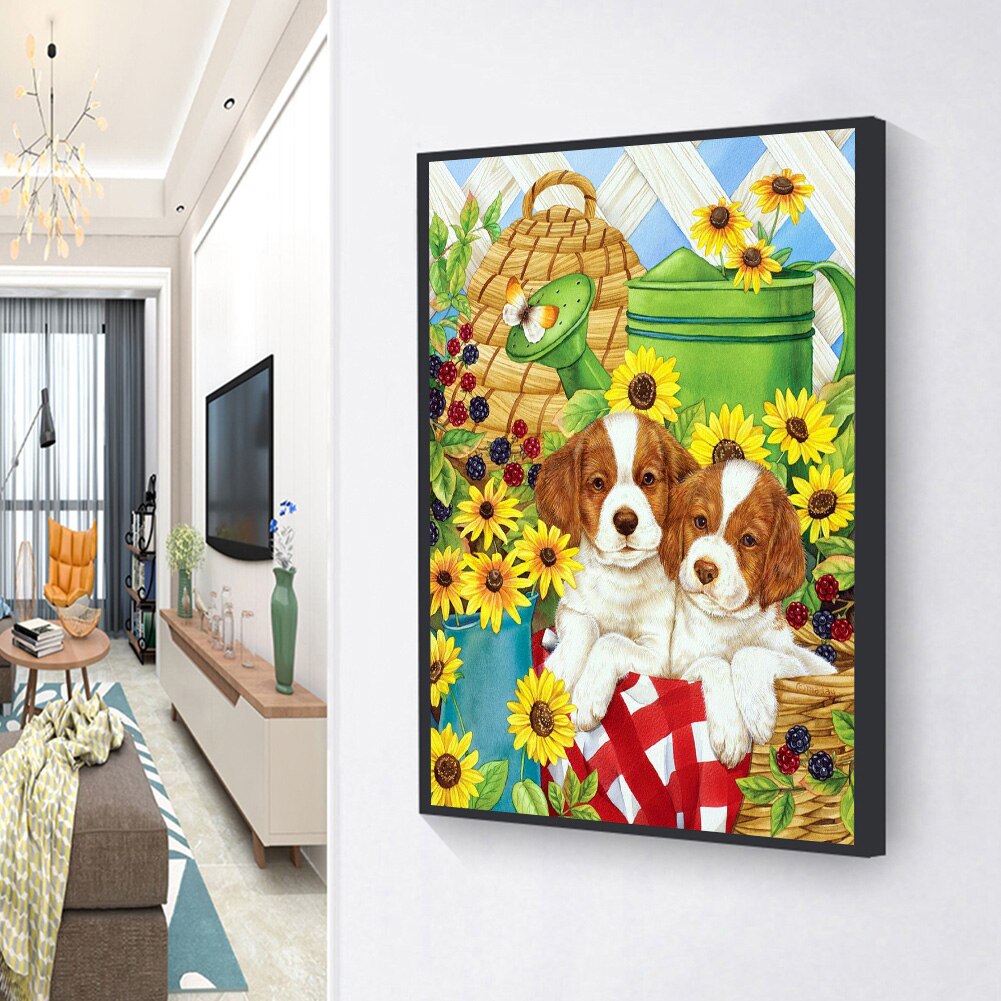 5D Cute Dog Painting Indoor Store Decoration Portrait Full of Diamond Dog Resin Diamond Painting 30*40CM