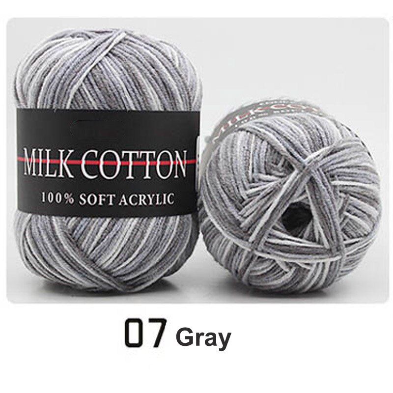 1 Piece Of 50g Milk Cotton Yarn Knitting Crochet Baby Cotton Yarn Velvet Hand-knitted Wool Crochet Scarf Hat DIY Sweater Gloves: gray