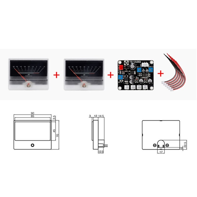 1 ensemble VU mètre TN-90A amplificateur de puissance panneau Audios niveau DB mètre avec carte pilote, rétro-éclairé, TS-DB90A-2Q 960uA