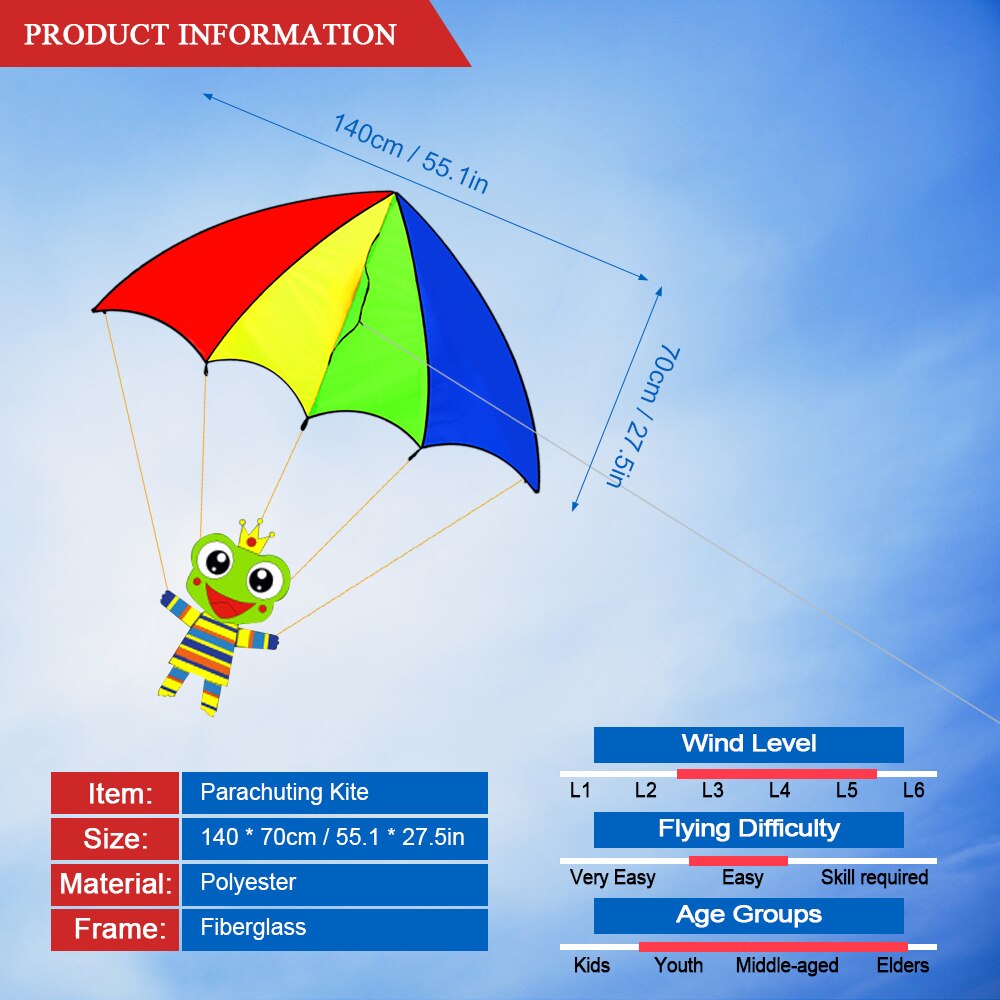 Bunter cartoon-fallschirmdrachen outdoor-sport einleiner-drachen mit 30m flugleinen für kinder und erwachsene camping-drachen