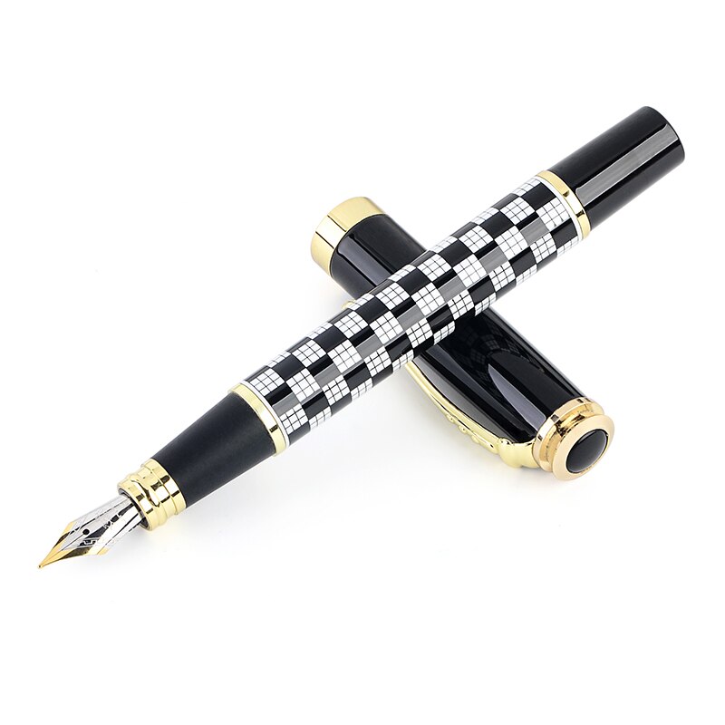 Jinhao 500 Iraurita 0.5mm Fine Nib Fountain Pens Grid Pattern Metal Writing Pen Tools Stationery for Student School Office: Grid Pattern