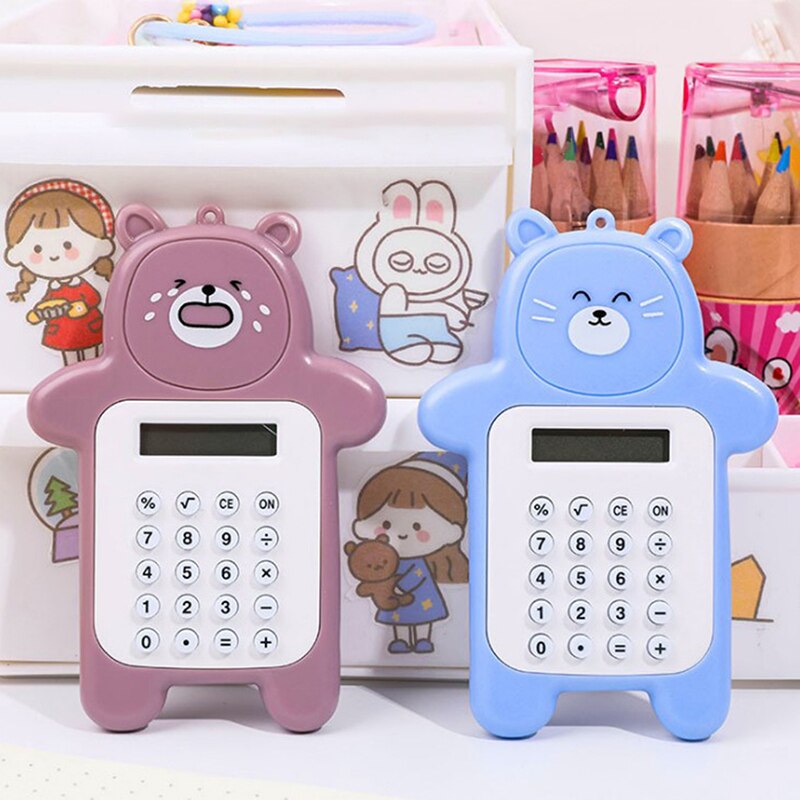 1pc mignon calculatrice de poche pratique taille 8 chiffres affichage à piles bureau Kawaii Animal calculatrice pour enfants fille