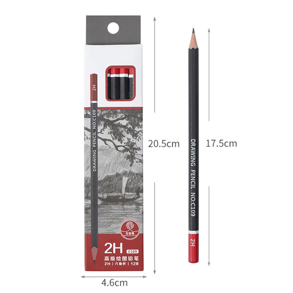 12 Pcs Graphite Sketching Pencils Drawing Pencil Set For School Students Art Tool Non-toxic Sketch Kit