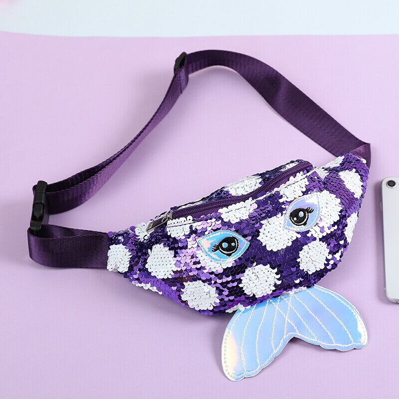 Bolso de cintura para niños, para niñas, tamaño pequeño, multiusos, bandolera con lentejuelas bonitas para niñas