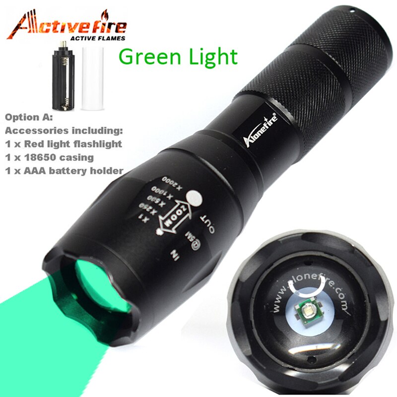 Strong light green outdoor flashlight retractable focusing flashlight A100 E17 green light flashlight CREE XP-E R5 LED