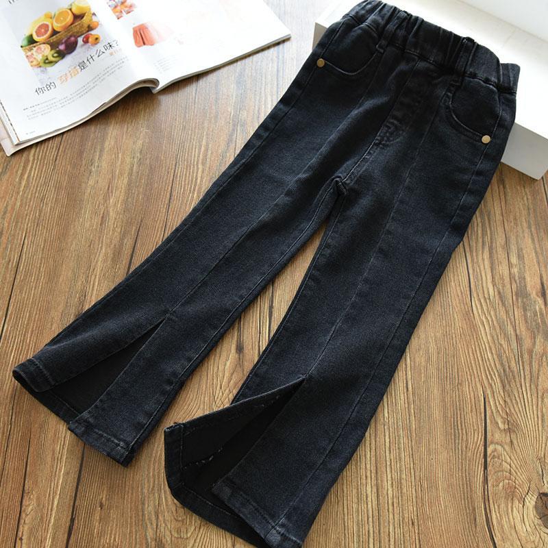 Pantalon en jean évasé pour fille, pantalon en Denim, printemps-automne 2022: Black / 110cm
