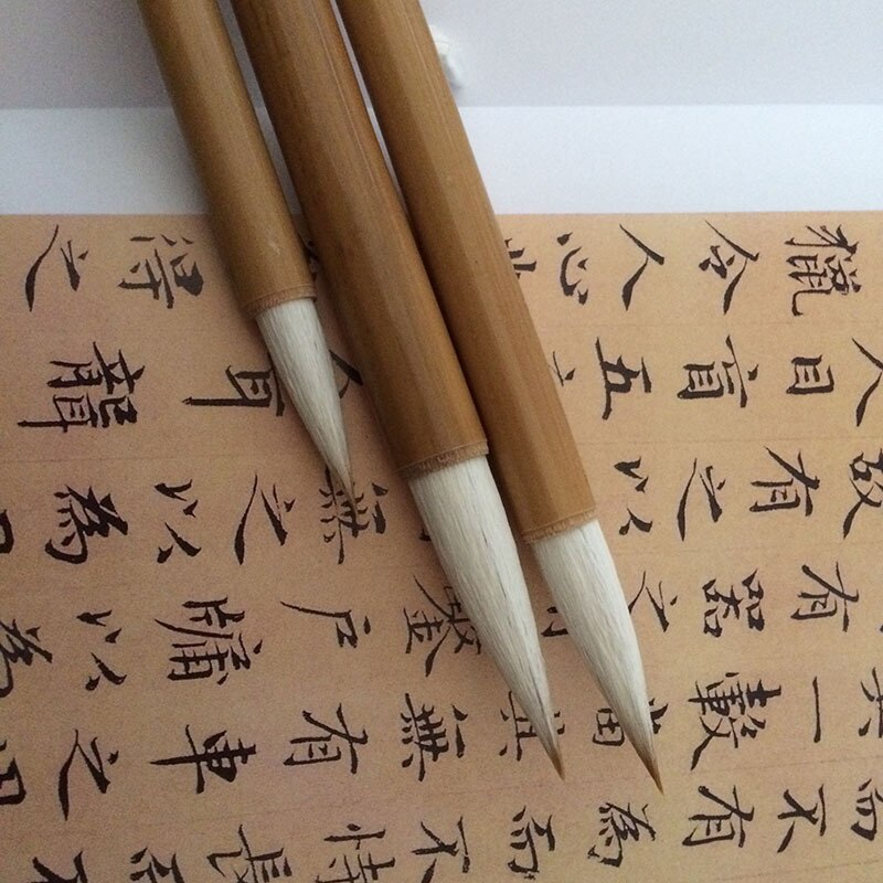 Beginners Schrijven Borstel Geel Leer Bamboe Pole Schrijven Borstel Kalligrafie Praktijk Vier Schatten Beginner 'S Schrijven Borstel