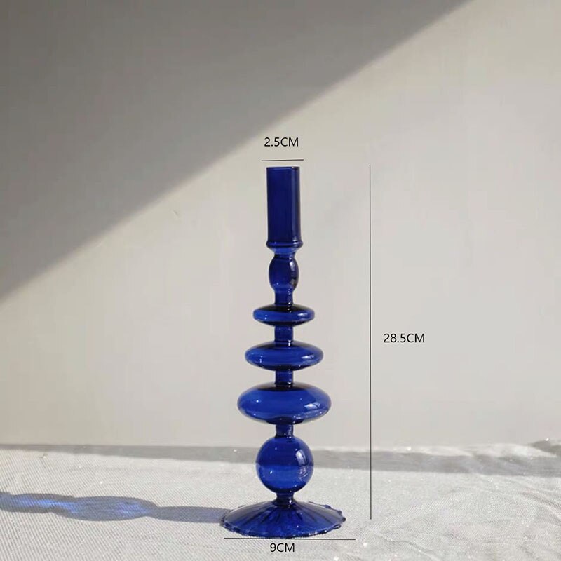 Suporte de vela nordic decoração para casa vaso de mesa acessórios de decoração de casamento castiçal de vidro vaso azul recipiente de vidro: G