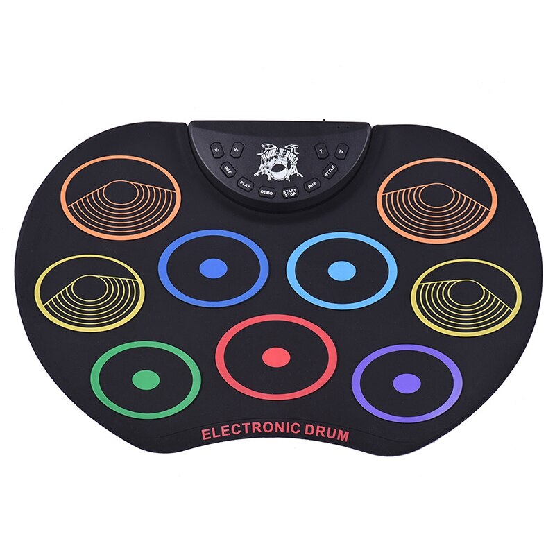 Portable Roll Up Drum Set Electronic Drum Kit 9 Silicon Drum Pads USB Powered with Drumsticks Foot Pedals for Kids