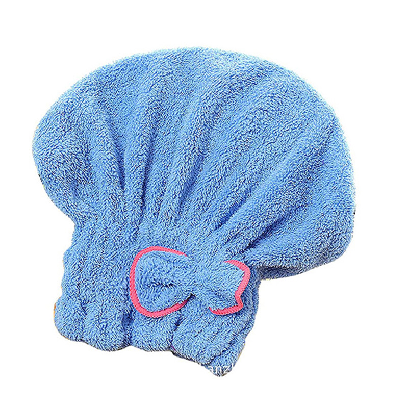 Bonnet de séchage de cheveux en microfibre pour filles et femmes, Turban absorbant à séchage rapide pour sécher les cheveux bouclés, bonnet de douche avec serviettes enveloppantes: Blue