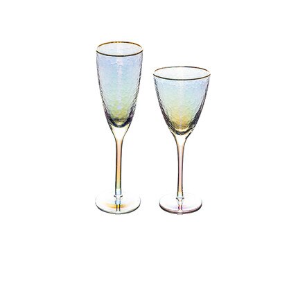 Ionen Beschichtung Hammer Regenbogen Kristall Becher Burgund Rotwein Glas Tasse Kerzenlicht-Abendessen Romantische Hochzeit Champagner Flöte Coupés: 2 Stck einstellen