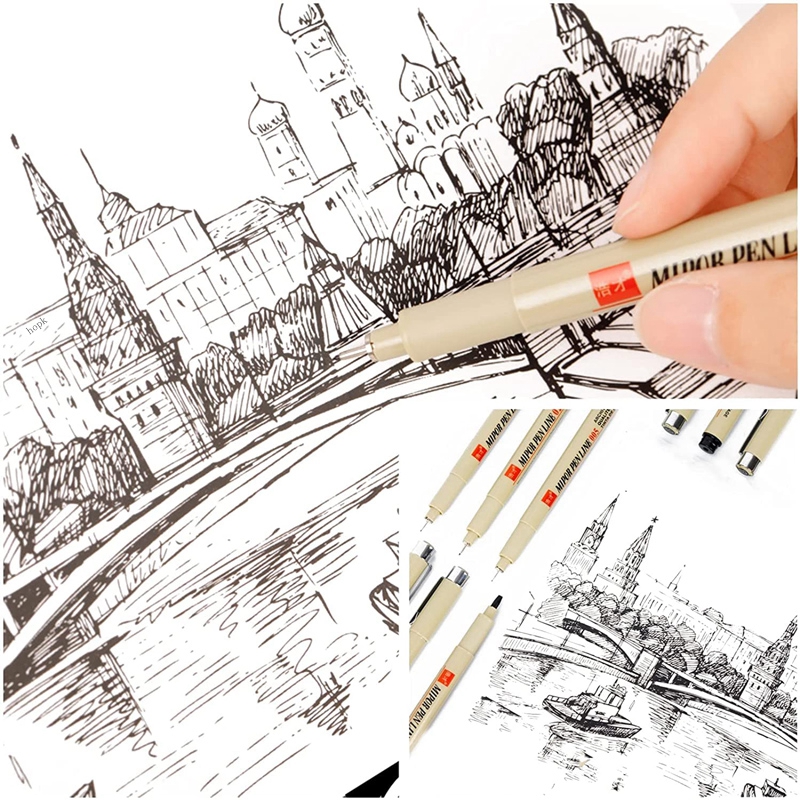 Pigment Liner Micron Pen Waterproof Art Markers brush pen Hand-Drawn Manga Sketch Needle Fineline Pen Supplies Stationery