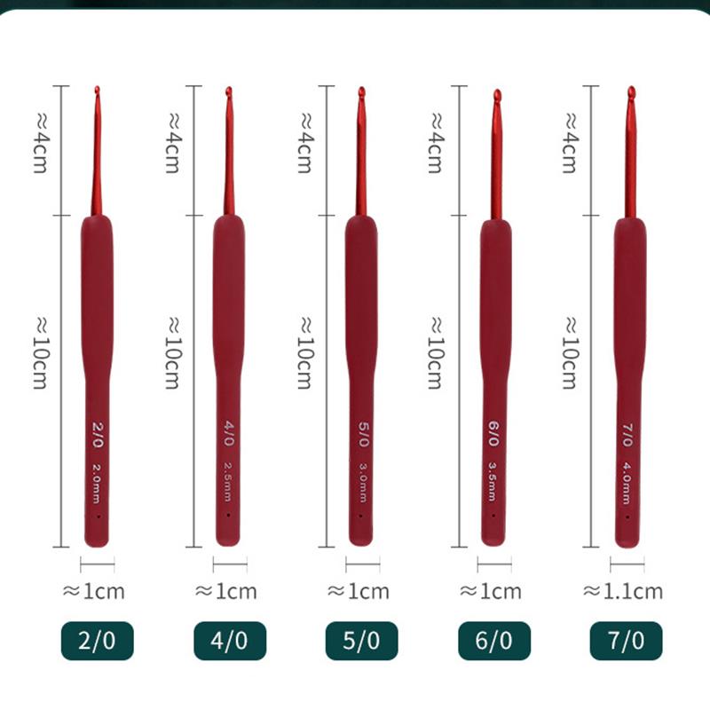 Handmade Crochet Hook Set Soft Handle Stitches Sewing Tool Home Knitting Needles Aluminum Alloy Grip DIY Ergonomic Portable