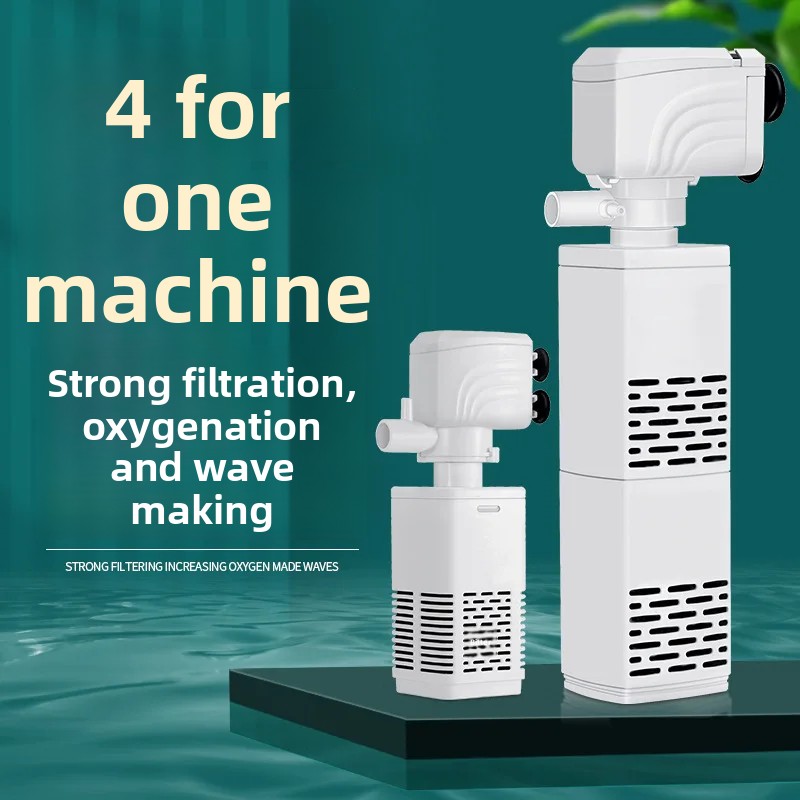 Silent Three-in-One Fish Tank Filter Pump Built-In Oxygenator Aquarium Water Circulation System Small Size Home Goods