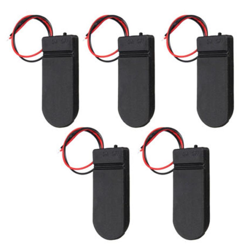5Pcs CR2032 Knop Knoopcel Batterij Houder Case Cover Met Aan/Uit Schakelaar Bk