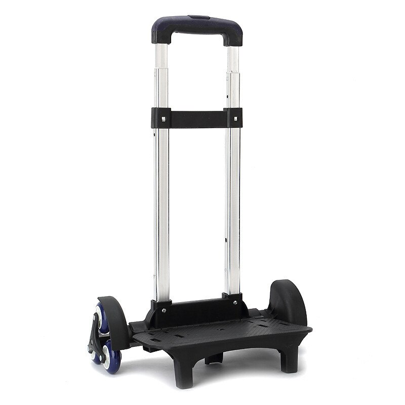 Tige extensible pour enfants, en alliage d&#39;aluminium, 2/6 roues, support de traction, chariot à rouleau, chariot pour sac à dos et sac d&#39;école, sac à bagages: 6 wheels black