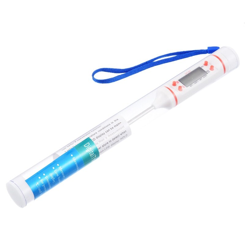 1pc Kitchen food thermometer Digital Probe Oven & Meat Thermometer Timer for BBQ Grill Meat Food Cooking: White no battery
