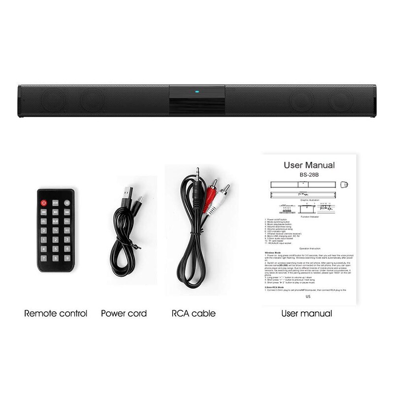 40W Tv Soundbar Bedrade En Draadloze Bluetooth Home Surround Soundbar Voor Pc Theater Tv Luidspreker Met Fm Radio Muziek center Kolom