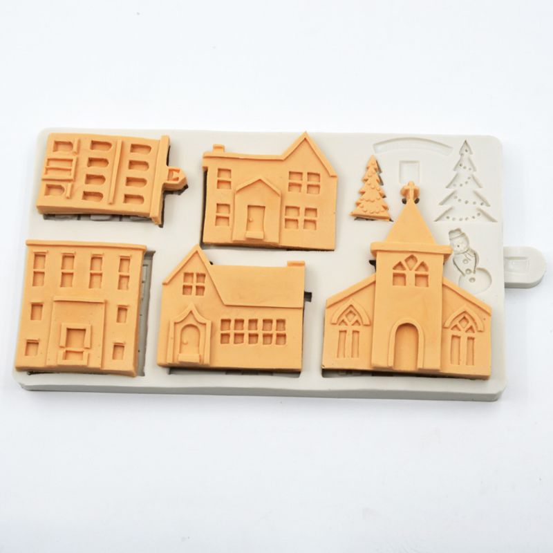 3D Kerst Huis Siliconen Mal Fondant Taart Decoreren Gereedschappen Chocolade Gips Sugarcraft Bakvorm