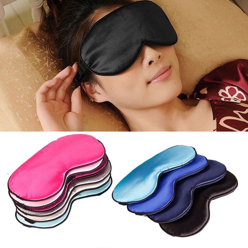 1Pcs Pure Zijde Sleep Rest Eye Mask Gewatteerde Shade Cover Travel Relax Aid Blinddoeken 10 Kleuren Normaal Eyeshade #245327
