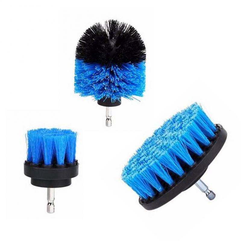 3Pcs/Set Power Scrubber Brush Set For Car Bathroom Drill Brushes Cordless Attachment Kit Power Toilet Brush Cleaning Brush: Blue