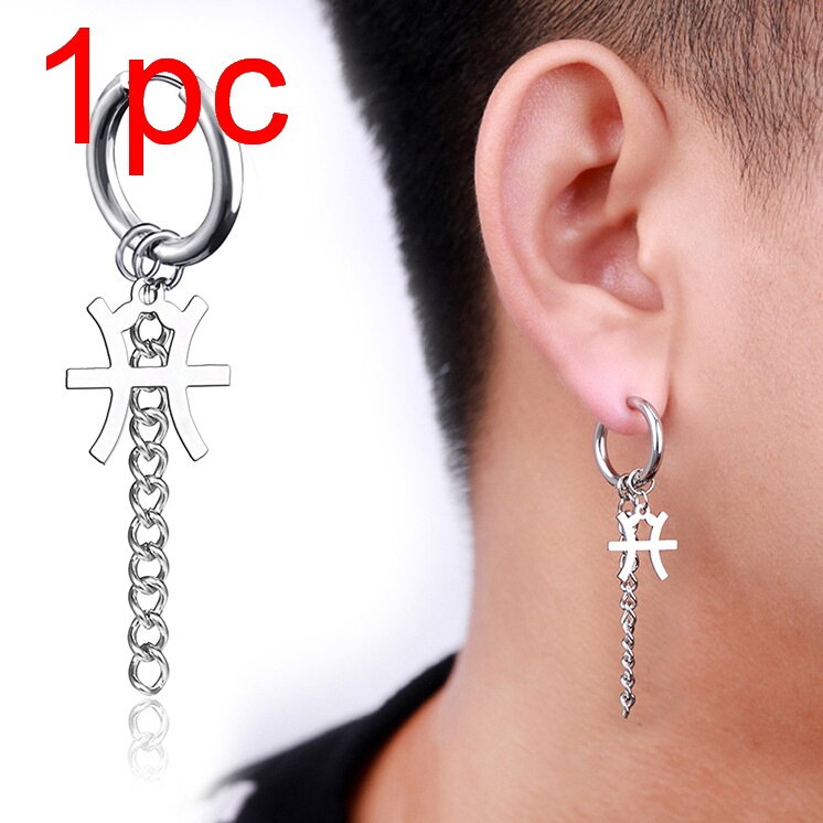 Pendientes de acero inoxidable con forma de constelación para hombre, joyería para Piercing, Aries, Leo, novedad: Gemini