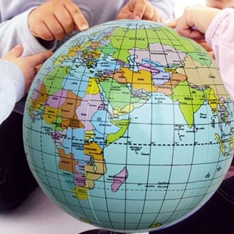 16” Nflatable Globe World Earth Ocean Map Ball Educational Supplies Geography Learning Educational Beach Ball Kids Geography